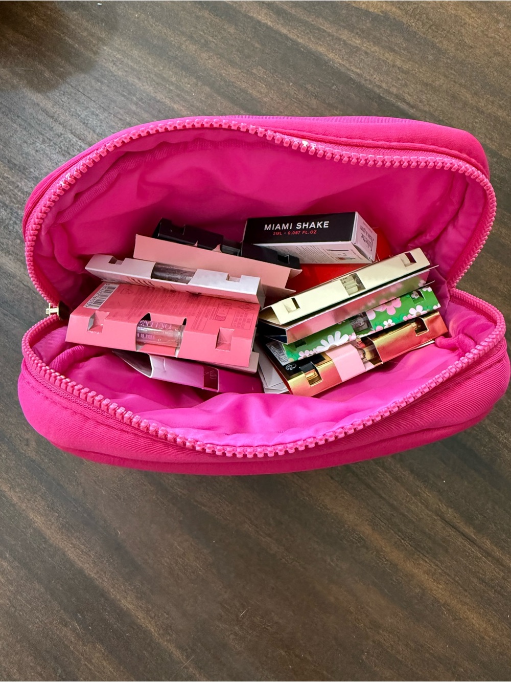 Sephora Hot Pink Cosmetic Pouch with Women's Fragrance Sample Cards - Picture 4 of 4